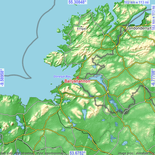 Topographic map of Ballyshannon
