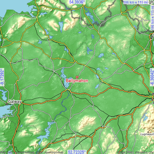 Topographic map of Ballymahon