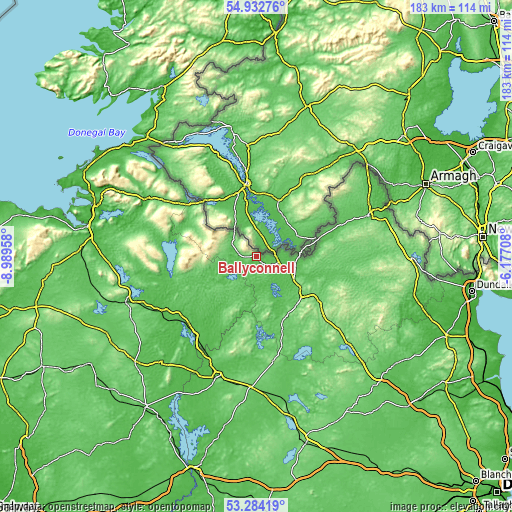 Topographic map of Ballyconnell