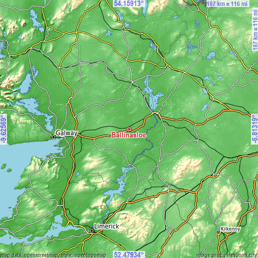 Topographic map of Ballinasloe