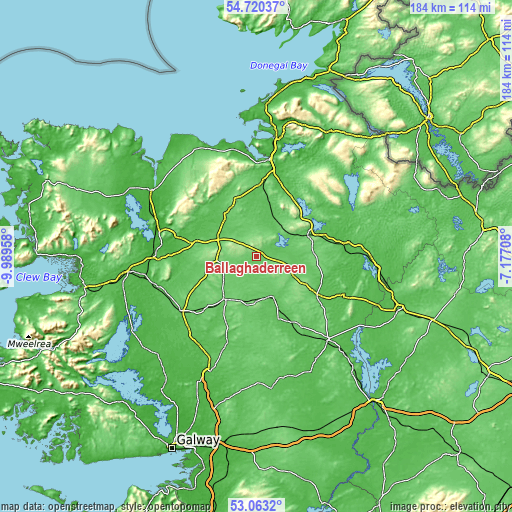 Topographic map of Ballaghaderreen