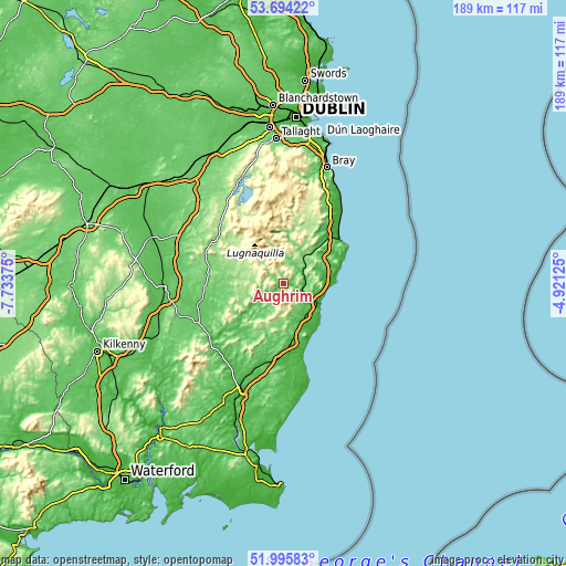 Topographic map of Aughrim