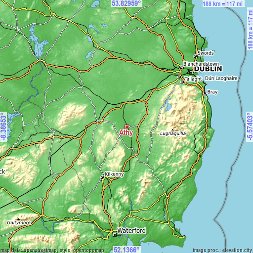 Topographic map of Athy