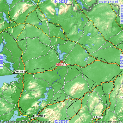 Topographic map of Athlone
