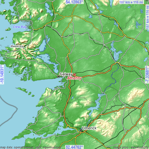Topographic map of Athenry