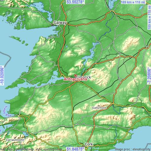 Topographic map of Ardnacrusha