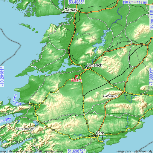 Topographic map of Adare