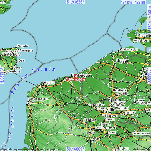 Topographic map of Zuydcoote