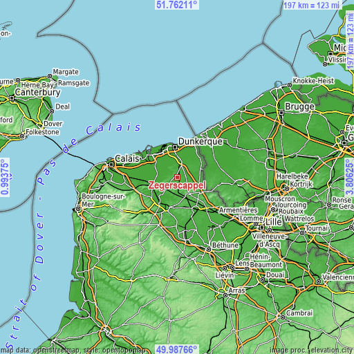 Topographic map of Zegerscappel