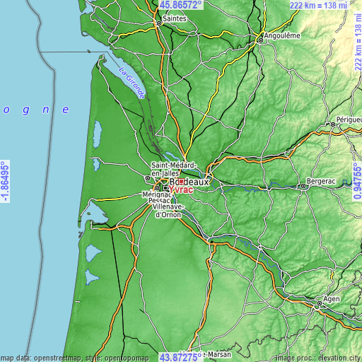 Topographic map of Yvrac