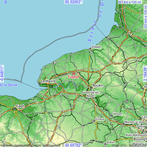 Topographic map of Yvetot