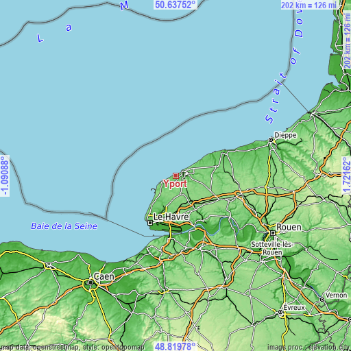 Topographic map of Yport