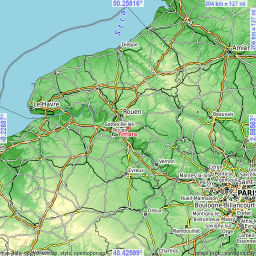 Topographic map of Ymare