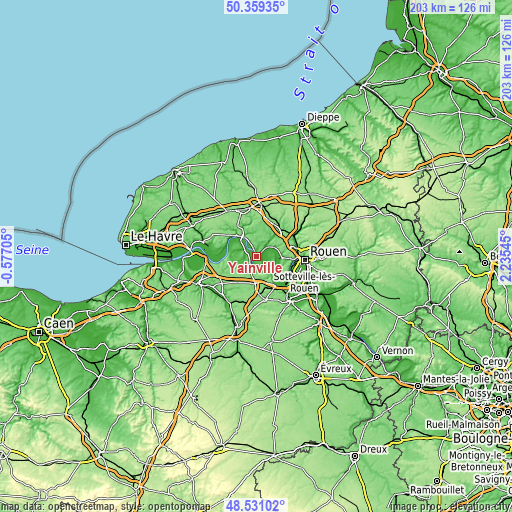 Topographic map of Yainville