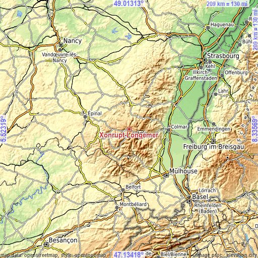 Topographic map of Xonrupt-Longemer