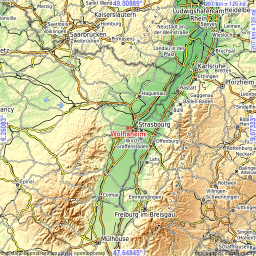 Topographic map of Wolfisheim