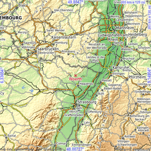 Topographic map of Woerth