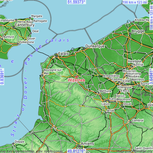 Topographic map of Wizernes