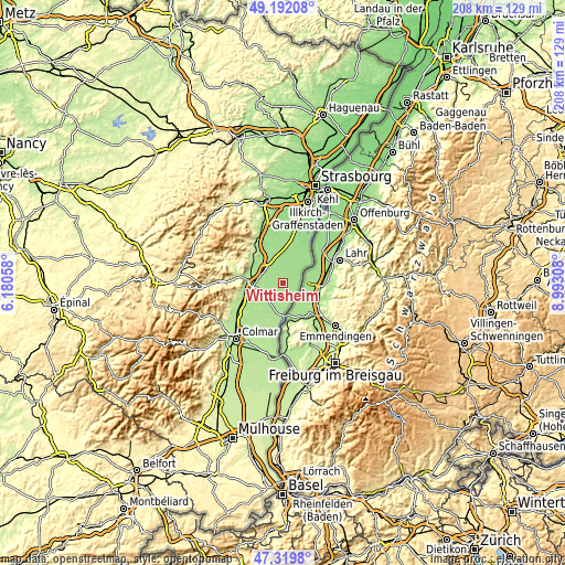 Topographic map of Wittisheim