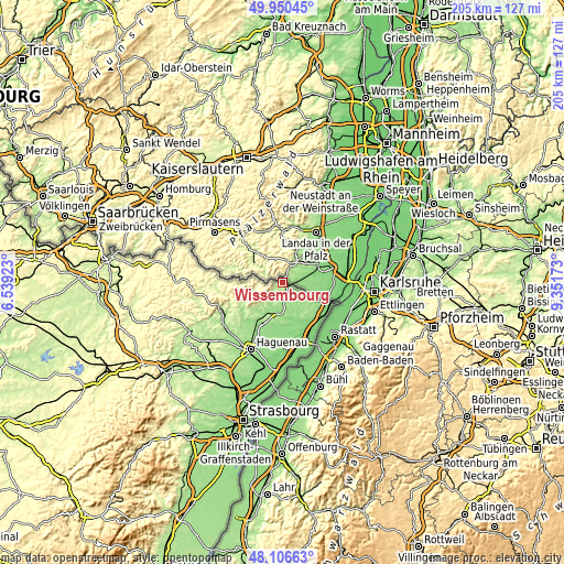 Topographic map of Wissembourg