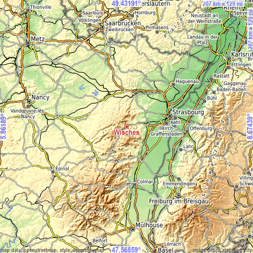 Topographic map of Wisches