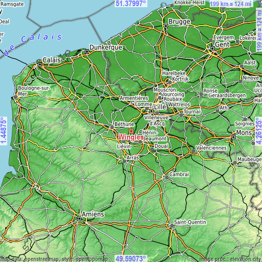 Topographic map of Wingles