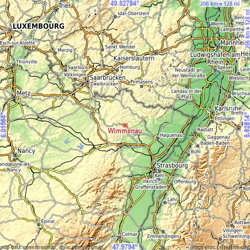 Topographic map of Wimmenau