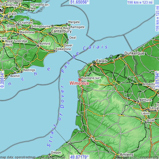 Topographic map of Wimereux