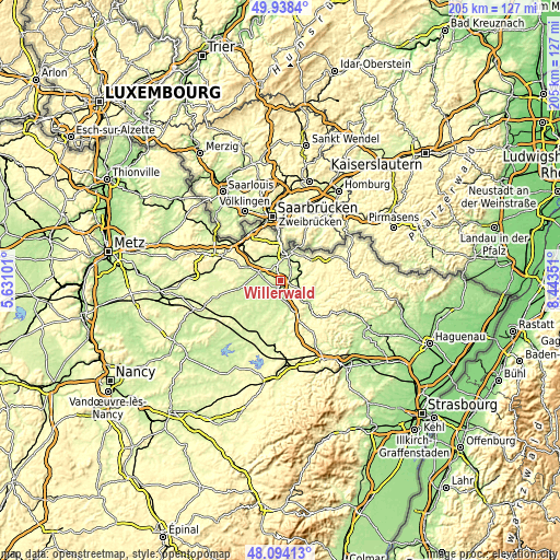 Topographic map of Willerwald