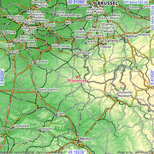 Topographic map of Wignehies