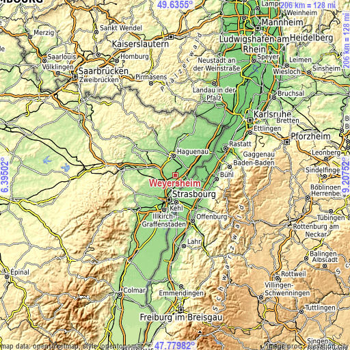 Topographic map of Weyersheim