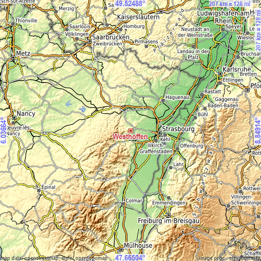 Topographic map of Westhoffen