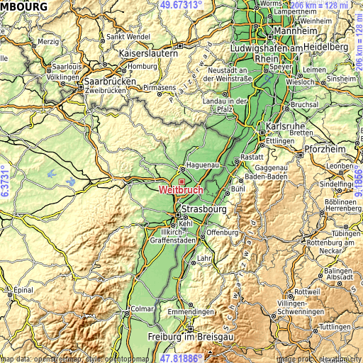 Topographic map of Weitbruch