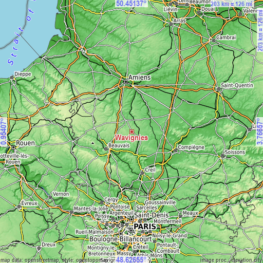 Topographic map of Wavignies