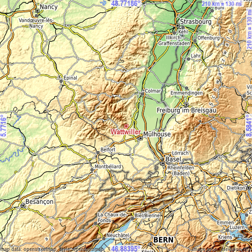 Topographic map of Wattwiller