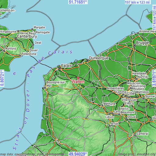 Topographic map of Watten