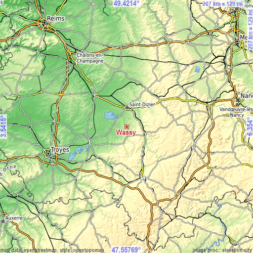 Topographic map of Wassy