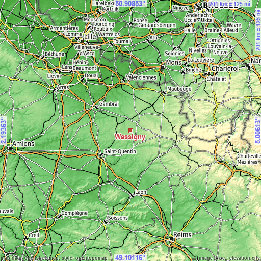 Topographic map of Wassigny