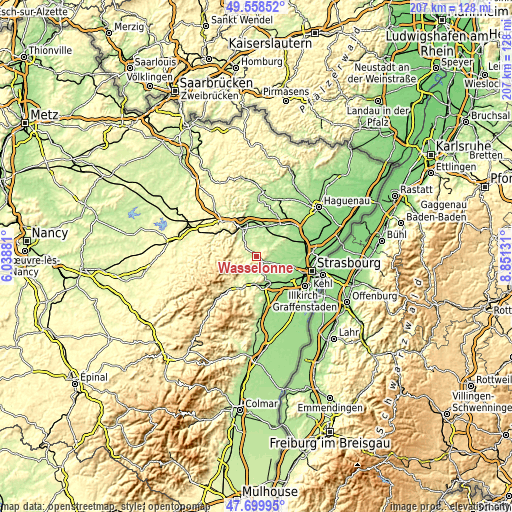 Topographic map of Wasselonne