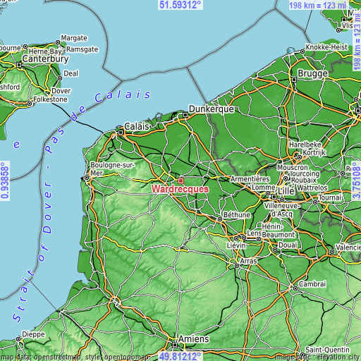 Topographic map of Wardrecques