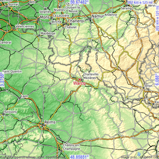 Topographic map of Warcq