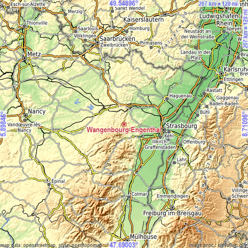 Topographic map of Wangenbourg-Engenthal