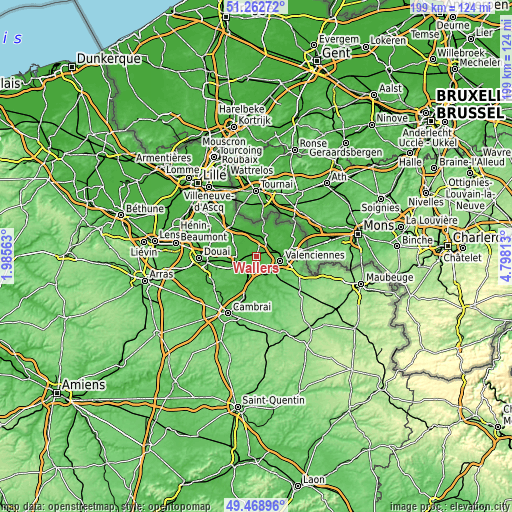 Topographic map of Wallers