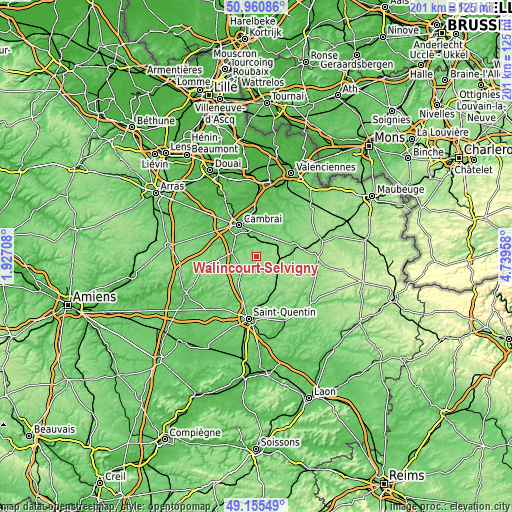 Topographic map of Walincourt-Selvigny