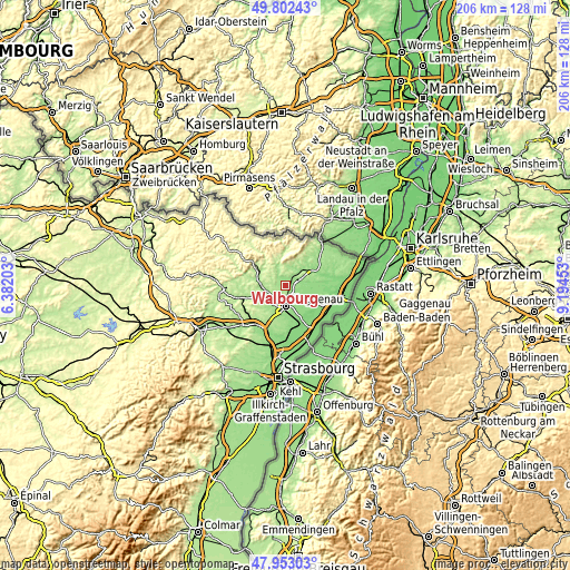 Topographic map of Walbourg