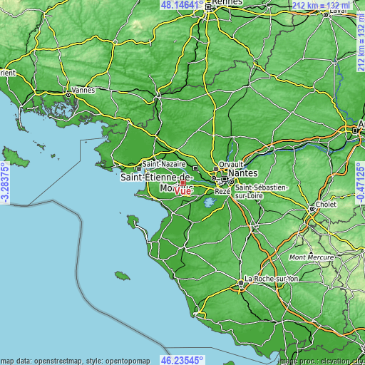 Topographic map of Vue