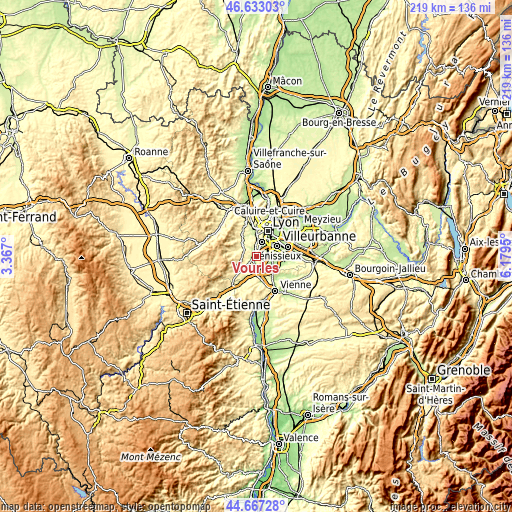 Topographic map of Vourles