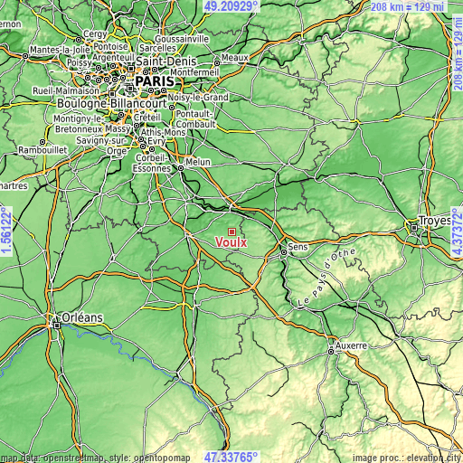 Topographic map of Voulx