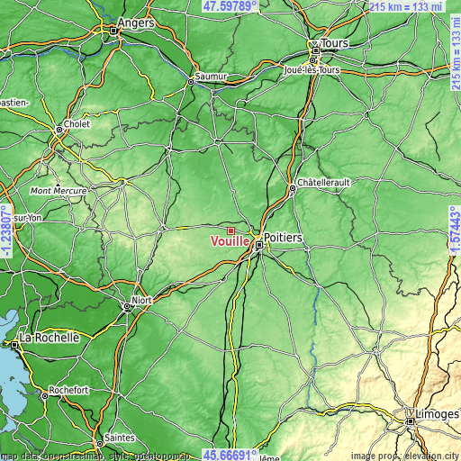 Topographic map of Vouillé