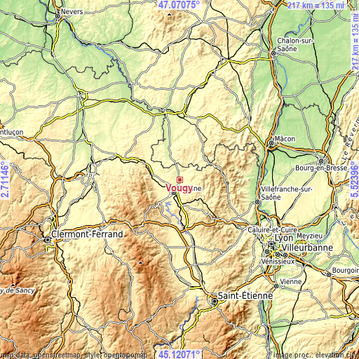 Topographic map of Vougy